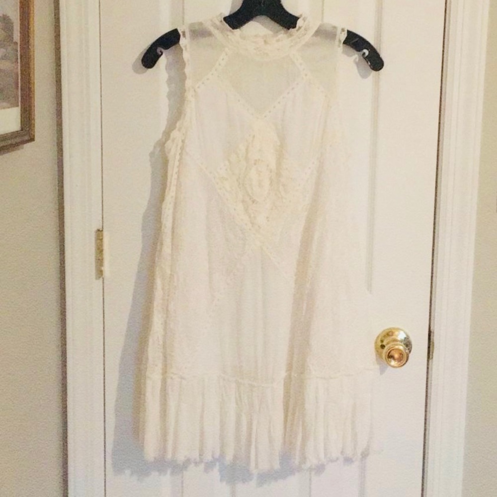 🌸 Free people white lace tank tunic Boho - Picture 3 of 10